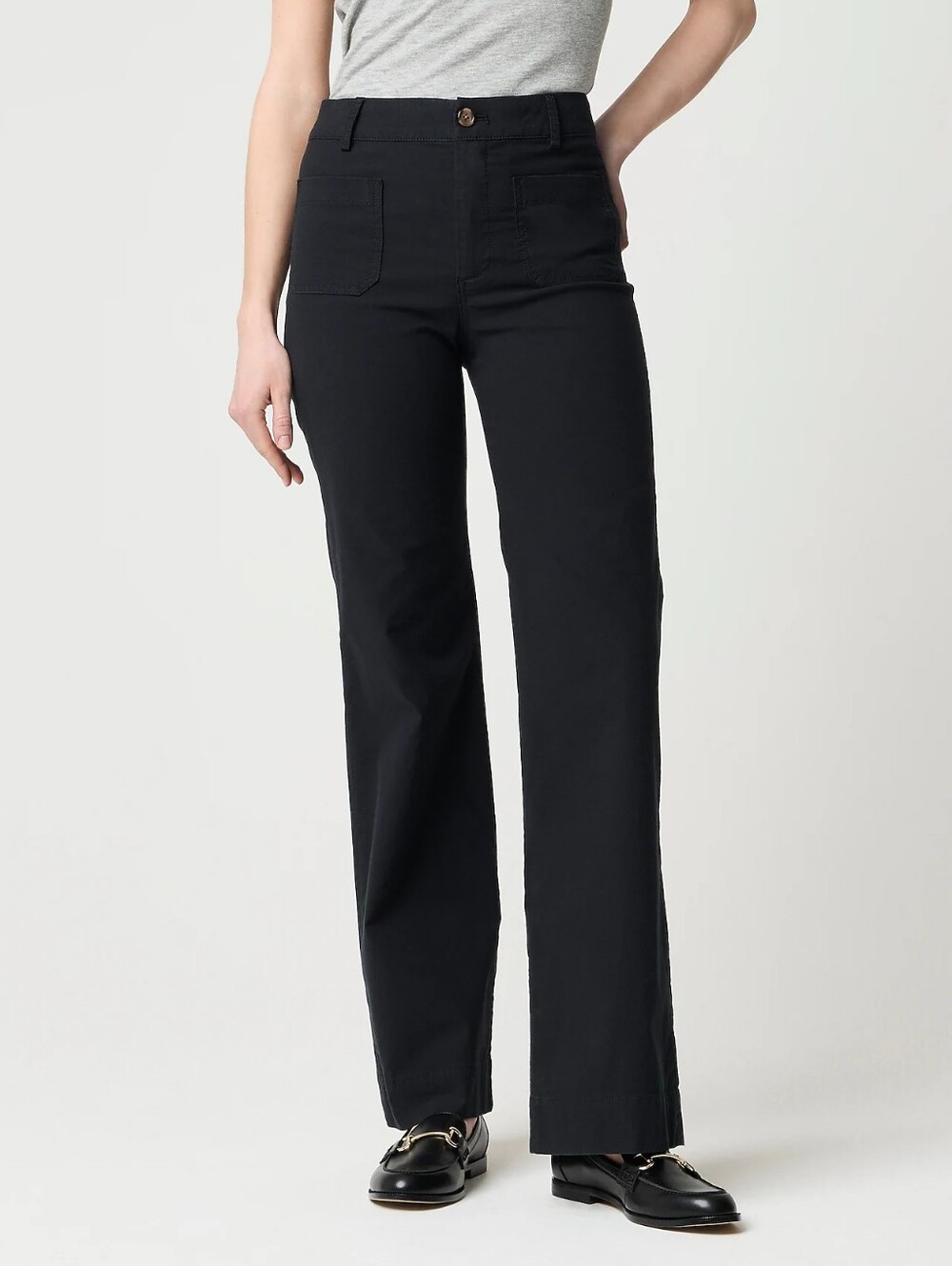 J.Crew Lizzie Wide-Leg Pants Black Linen Blend Size 28